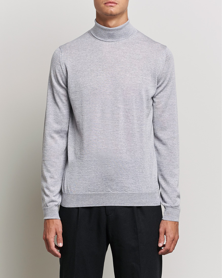 Herre | Gensere | Stenströms | Fine Merino Rollneck Light Grey