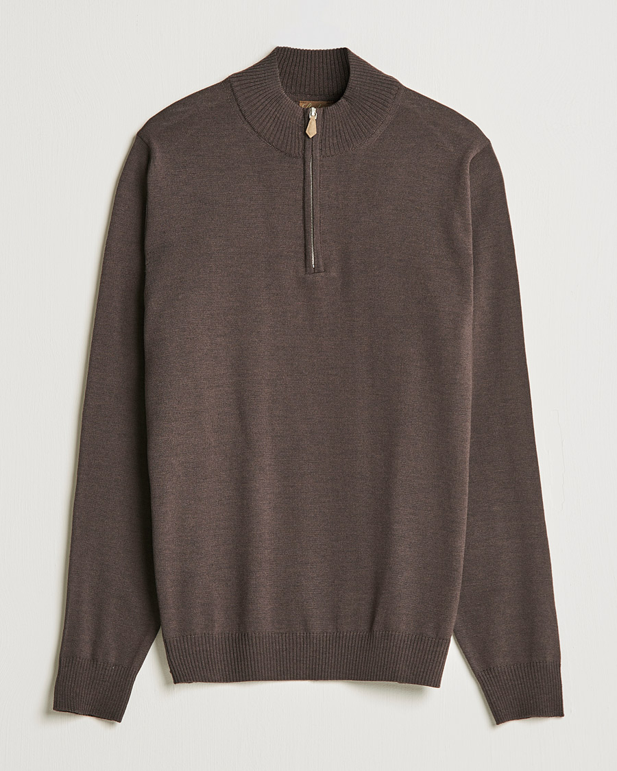 Herre | Gensere | Stenströms | Merino Half Zip Brown