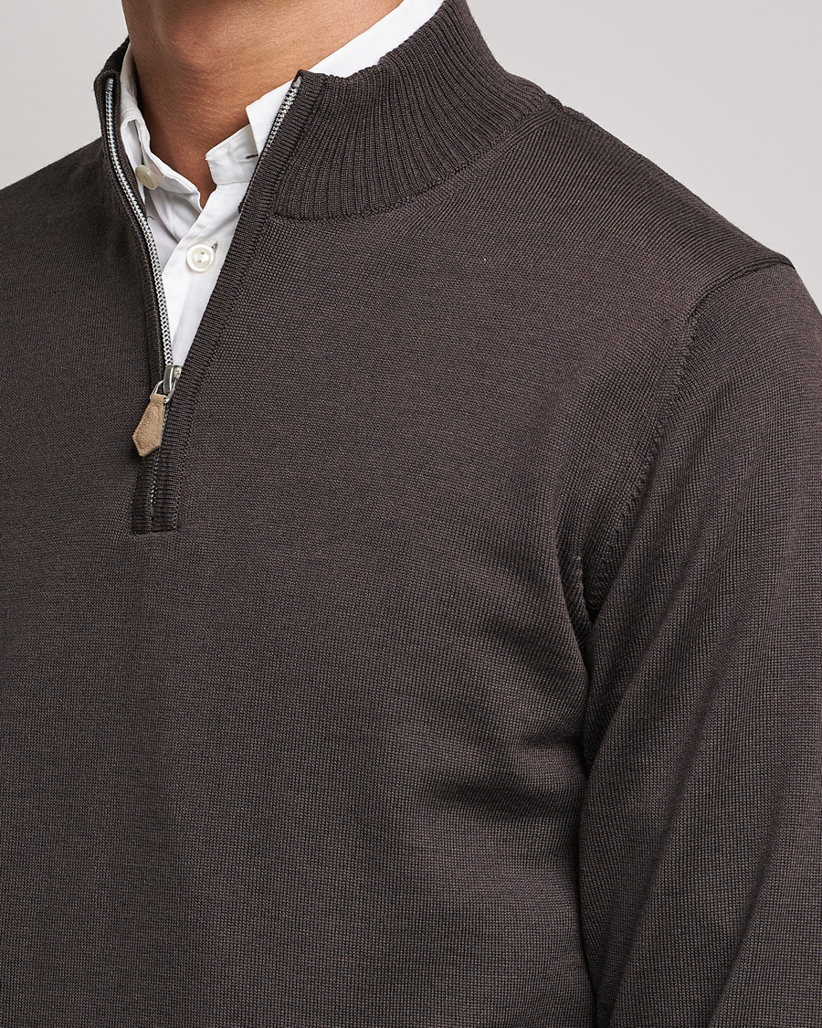 Herre | Gensere | Stenströms | Merino Half Zip Brown