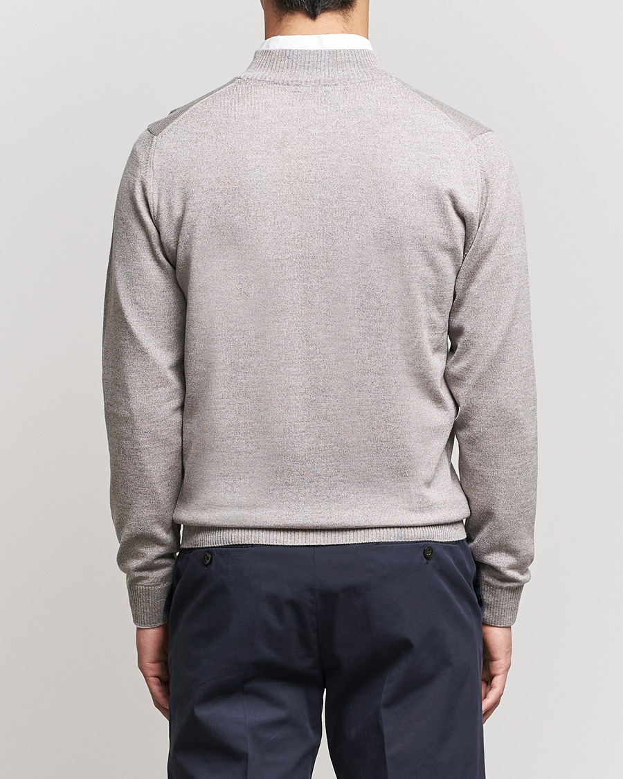 Herre | Gensere | Stenströms | Merino Wool Half Zip Beige Mouliné