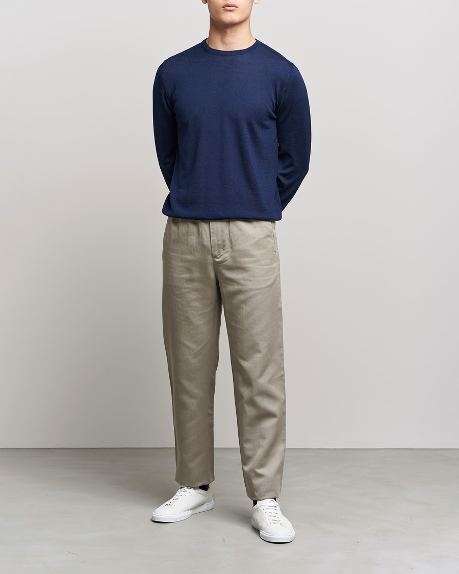 Herre | Gensere | Stenströms | Merino Crew Neck Navy