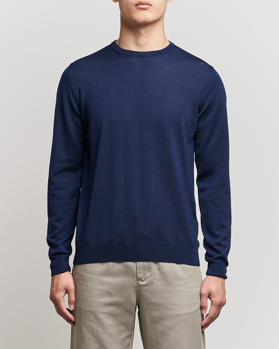 Herre | Gensere | Stenströms | Merino Crew Neck Navy