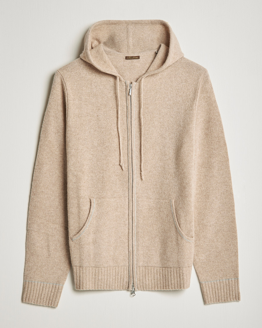 Herre | Gensere | Stenströms | Yak/Merino Full Zip Hoodie Beige