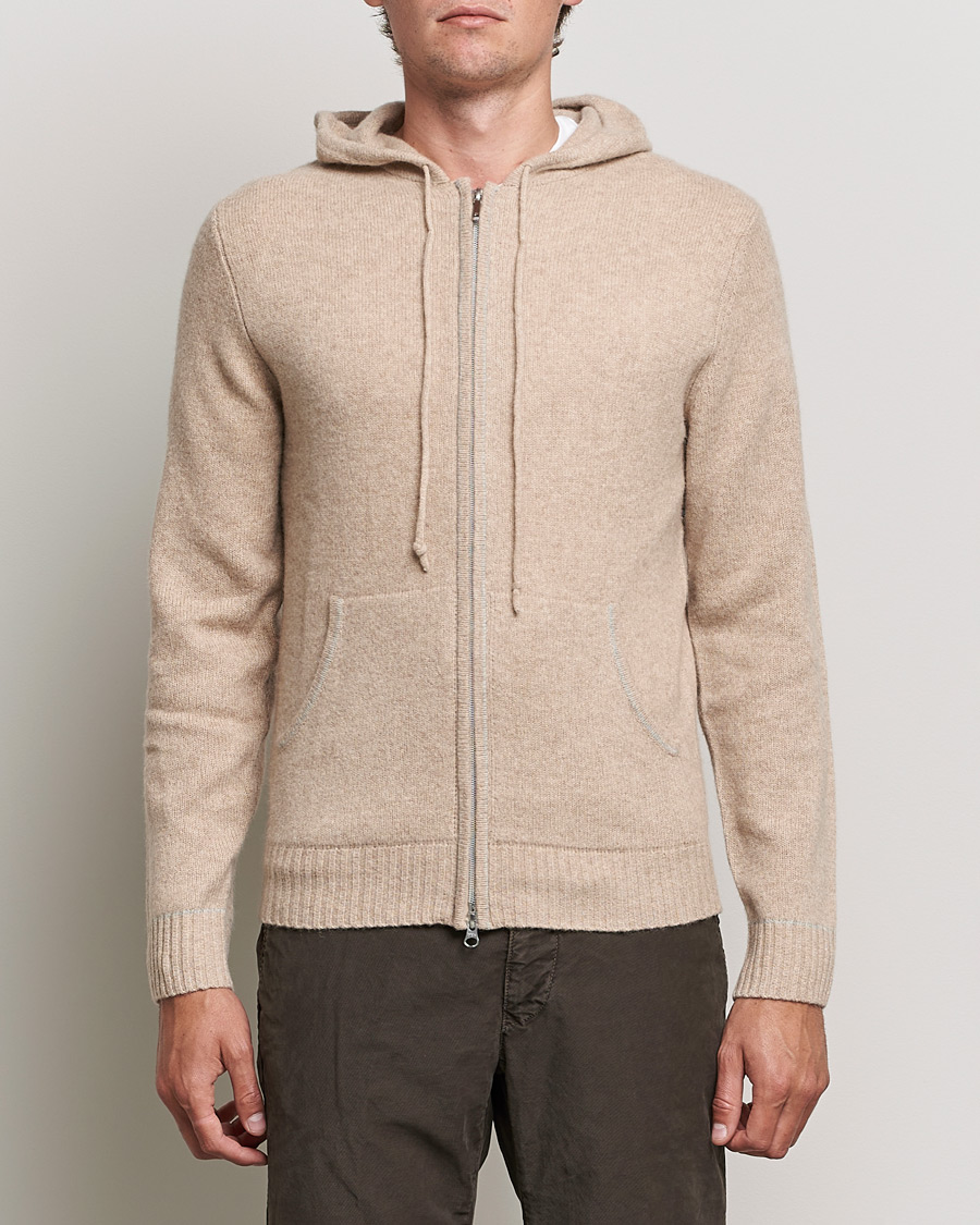 Herre | Gensere | Stenströms | Yak/Merino Full Zip Hoodie Beige