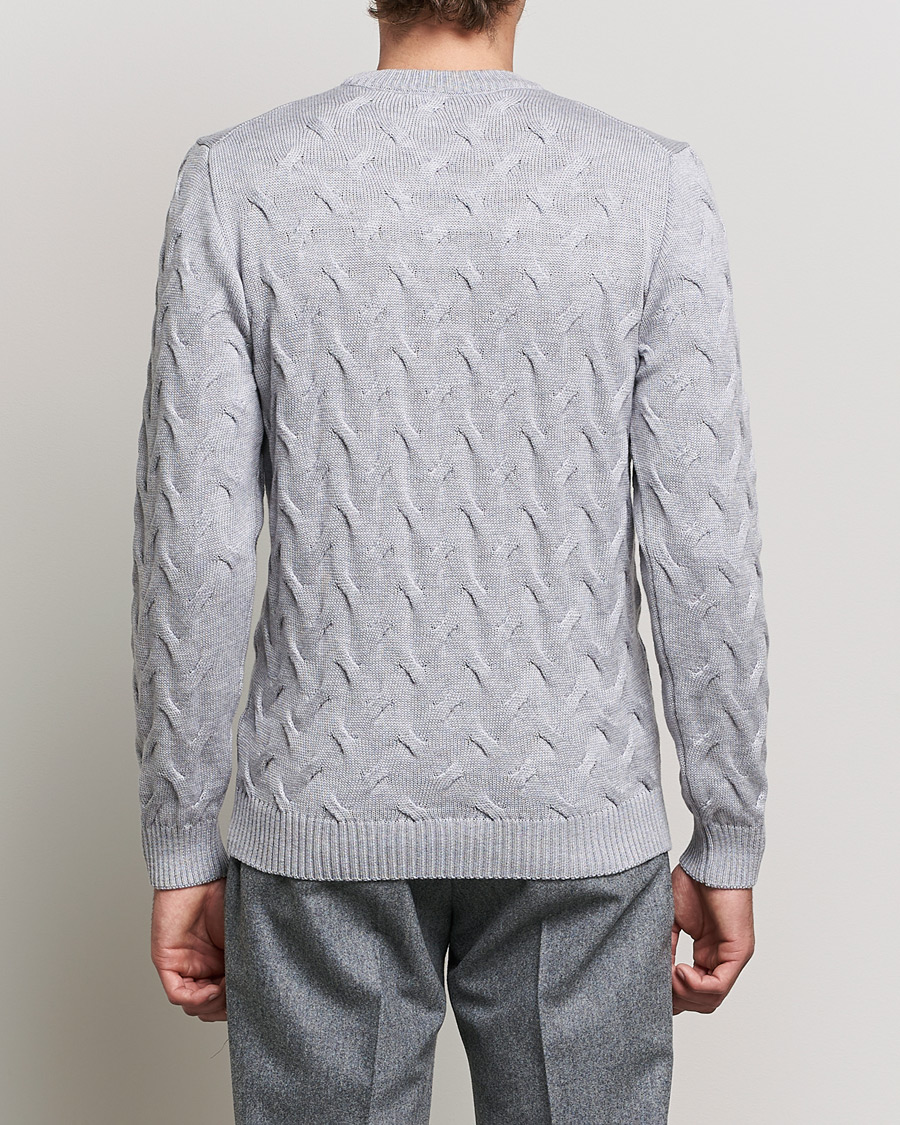 Herre | Gensere | Stenströms | Heavy Cable Merino Crew Neck Light Grey
