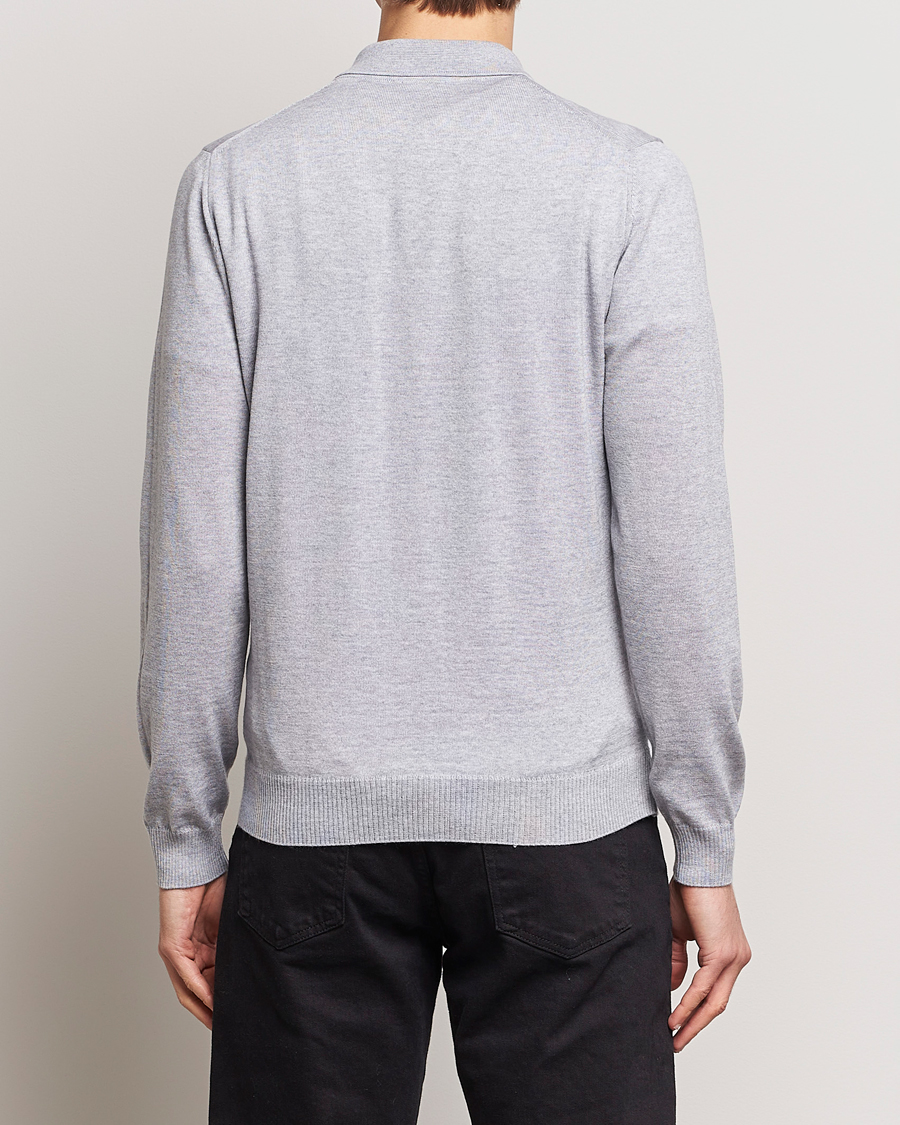 Herre | Gensere | Stenströms | Merino Wool Zip Polo Light Grey