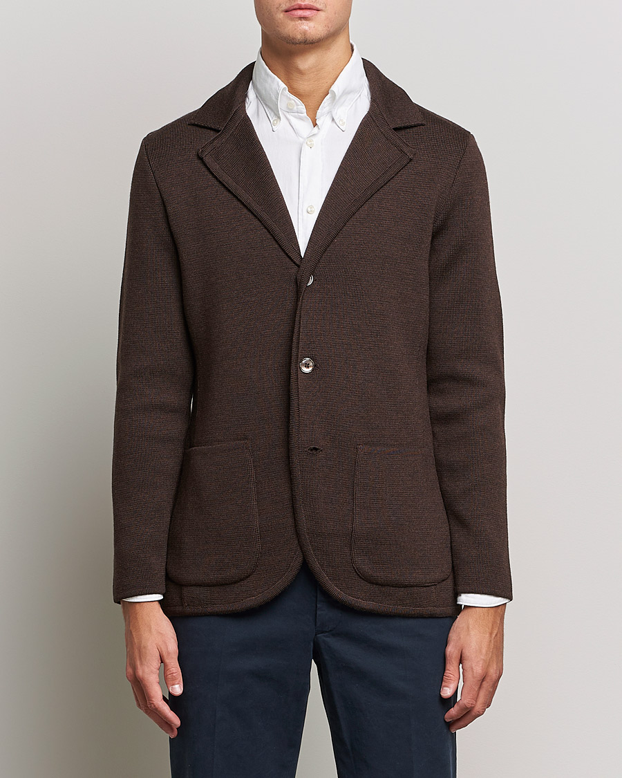 Herre | Dressjakker | Stenströms | Milano Knitted Merino Blazer Brown