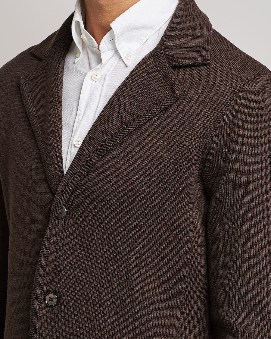 Herre | Dressjakker | Stenströms | Milano Knitted Merino Blazer Brown