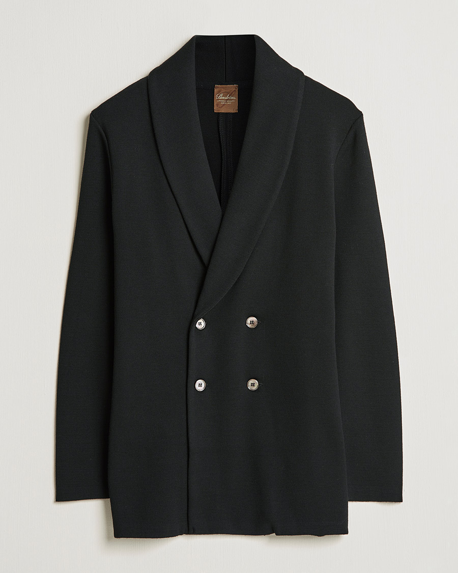 Herre | Dressjakker | Stenströms | Milano Knitted Merino Tuxedo Cardigan Black