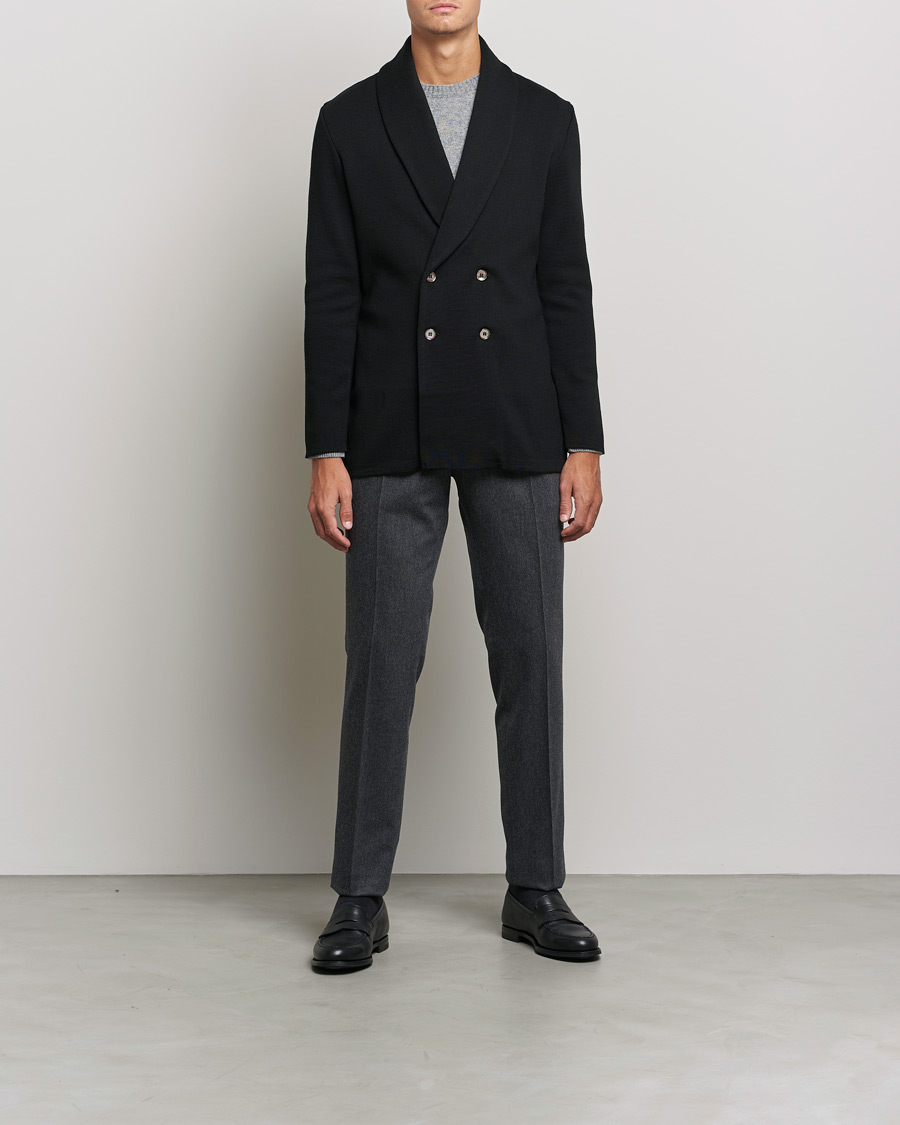 Herre | Dressjakker | Stenströms | Milano Knitted Merino Tuxedo Cardigan Black