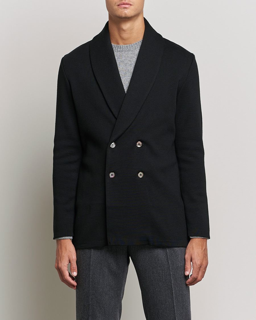 Herre | Dressjakker | Stenströms | Merino Knitted Tuxedo Cardigan Black