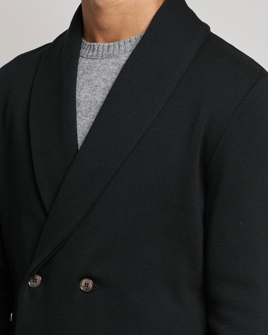 Herre | Dressjakker | Stenströms | Milano Knitted Merino Tuxedo Cardigan Black