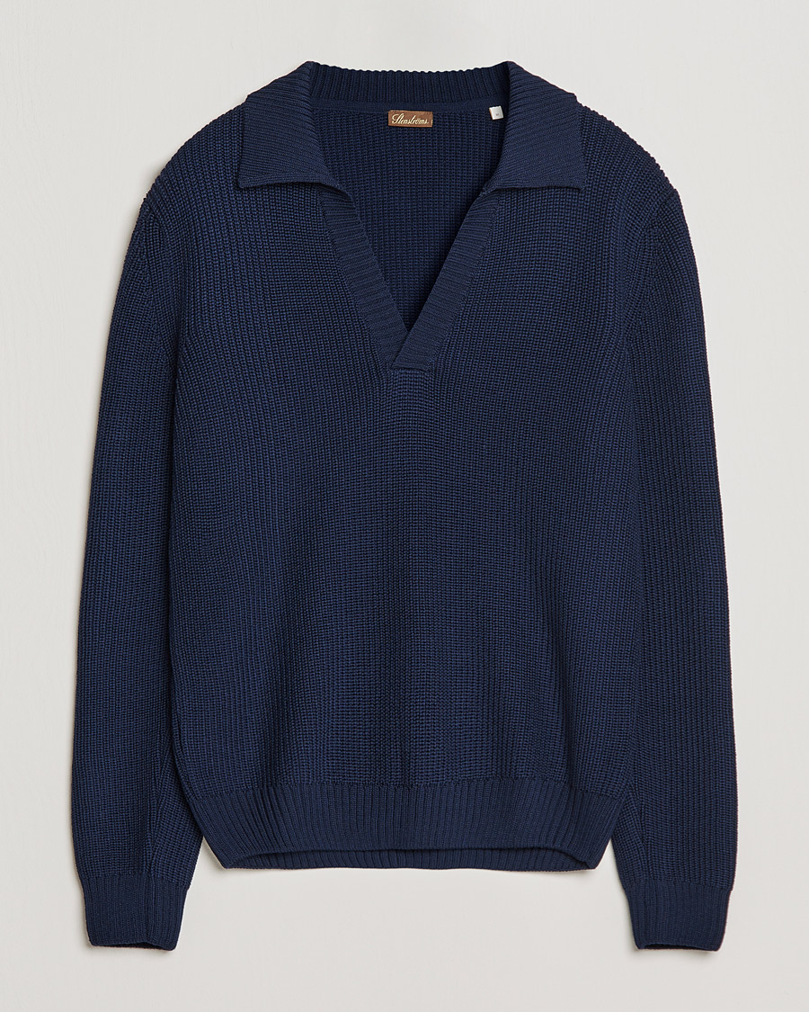 Herre | Gensere | Stenströms | Chunky Merino Polo Navy