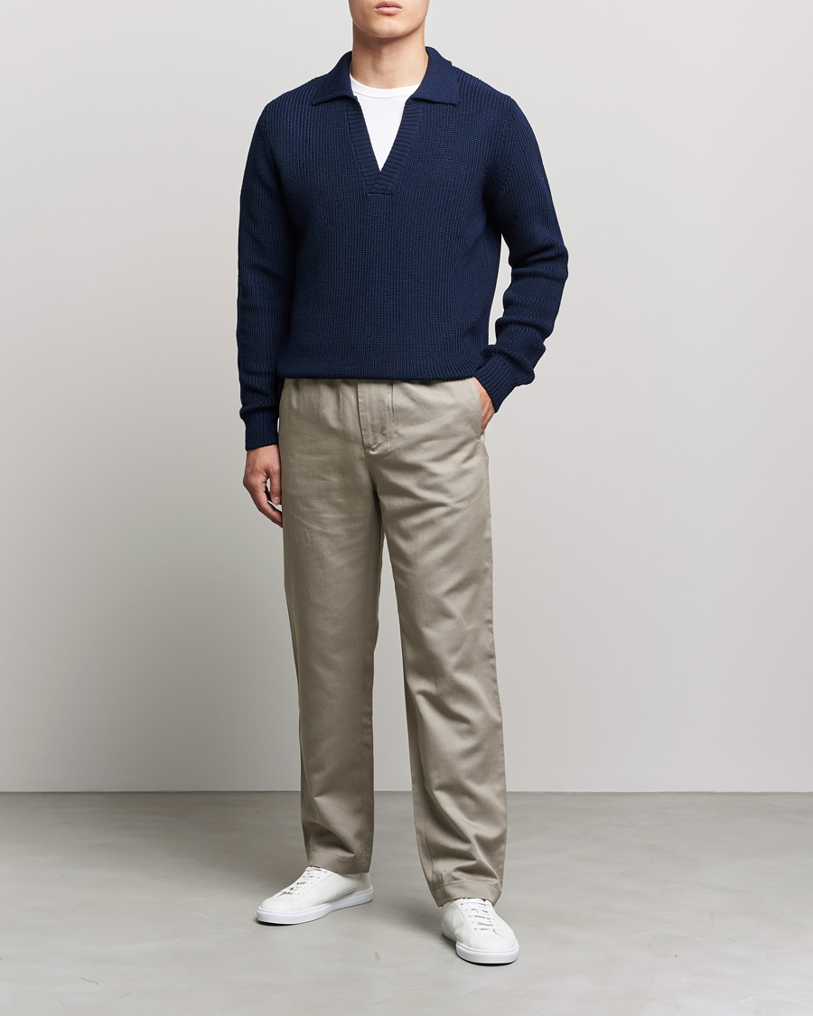 Herre | Gensere | Stenströms | Chunky Merino Polo Navy