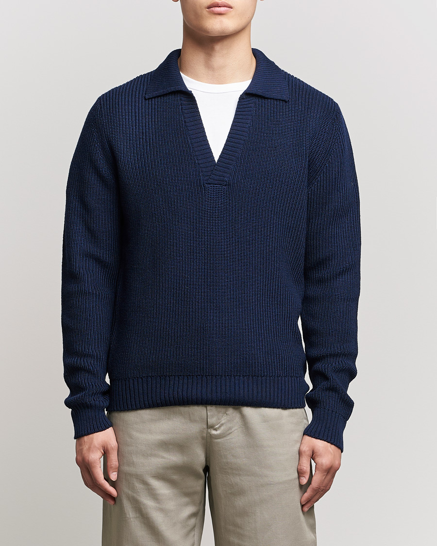 Herre | Gensere | Stenströms | Chunky Merino Polo Navy