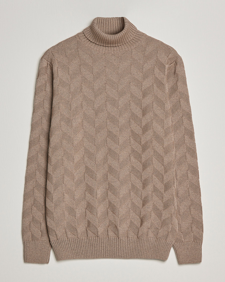 Herre | Gensere | Stenströms | Chunky Merino Structured Rollneck Camel