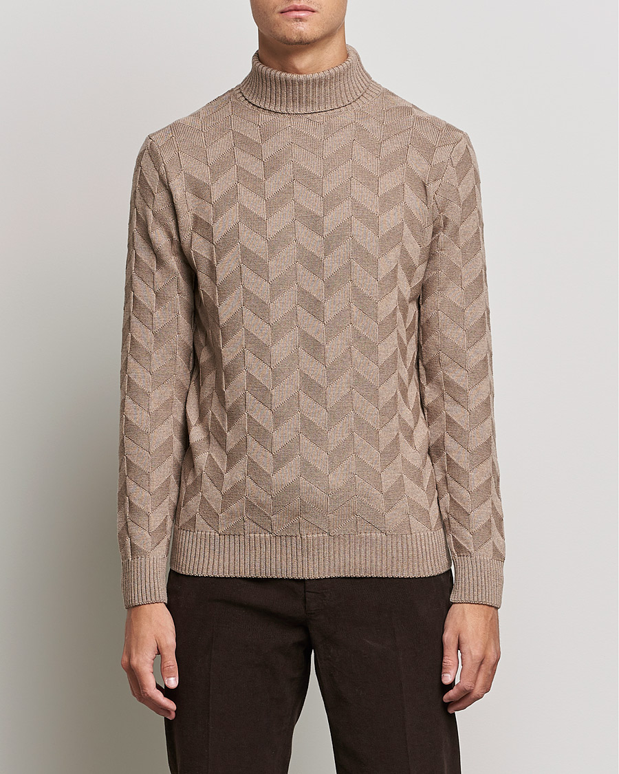 Herre | Gensere | Stenströms | Chunky Merino Structured Rollneck Camel