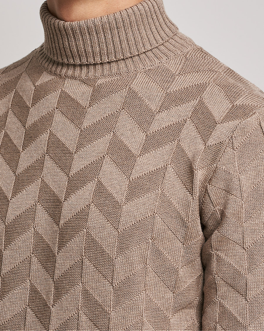 Herre | Gensere | Stenströms | Chunky Merino Structured Rollneck Camel