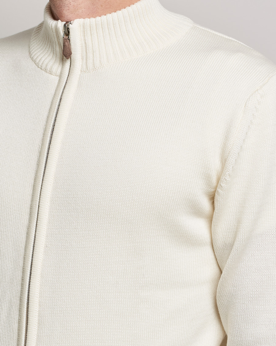 Herre | Gensere | Stenströms | Chunky Merino Full Zip Cardigan Creme White
