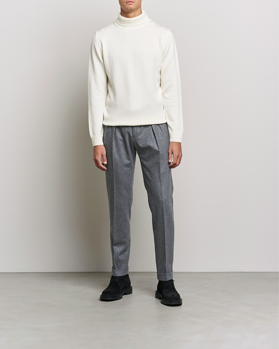 Herre | Gensere | Stenströms | Chunky Merino Rollneck Creme White