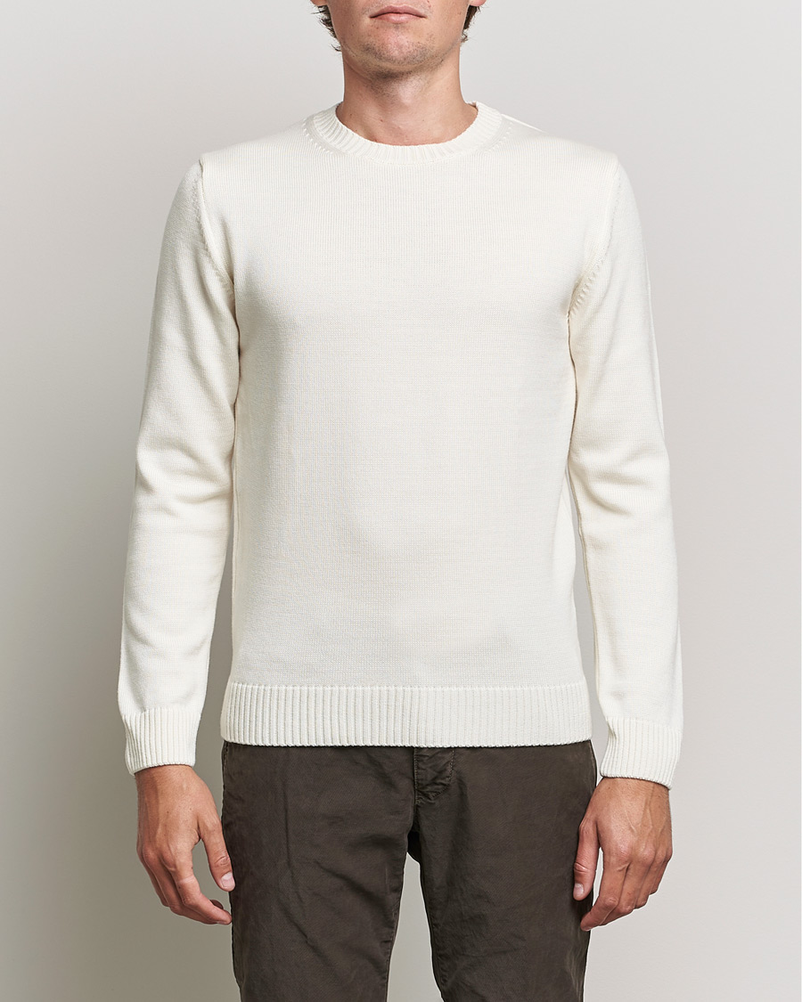 Herre | Gensere | Stenströms | Chunky Merino Crew Neck Creme White