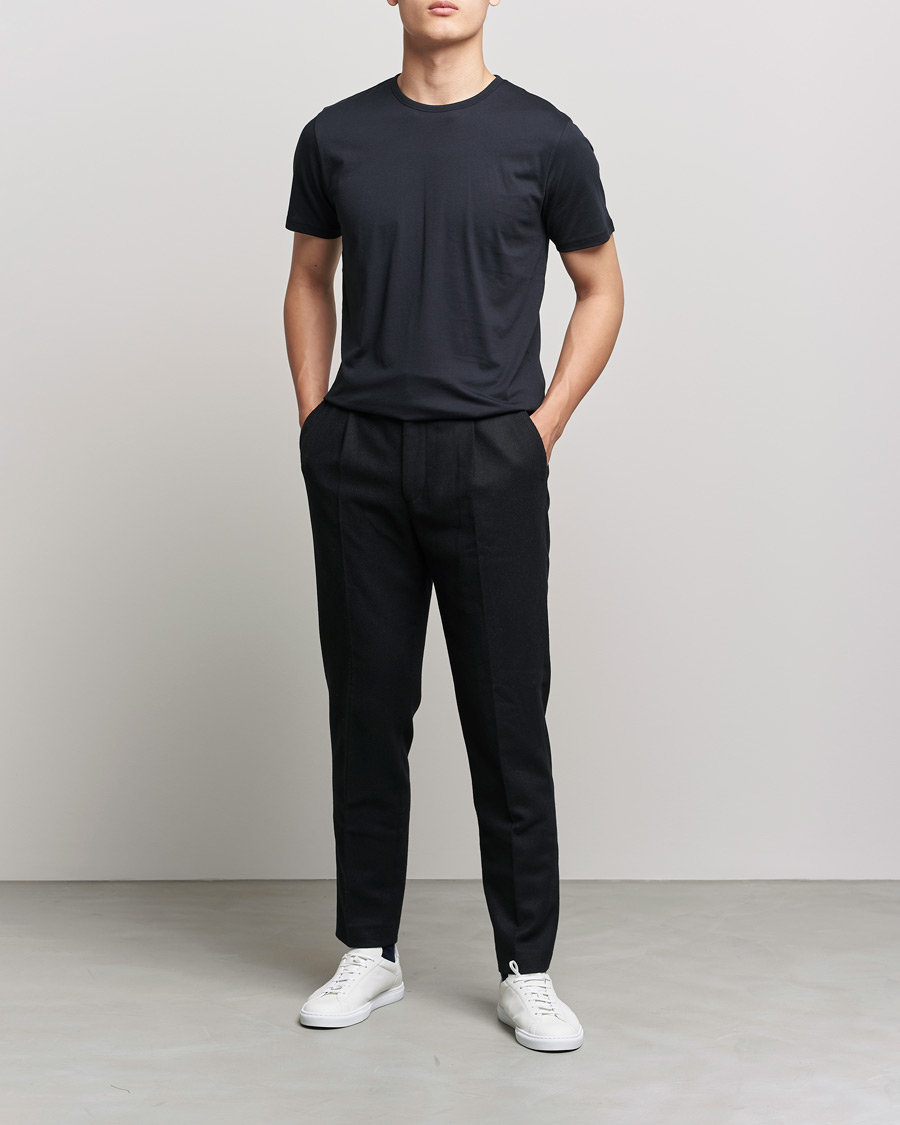 Herre | T-Shirts | Stenströms | Solid Cotton T-Shirt Black