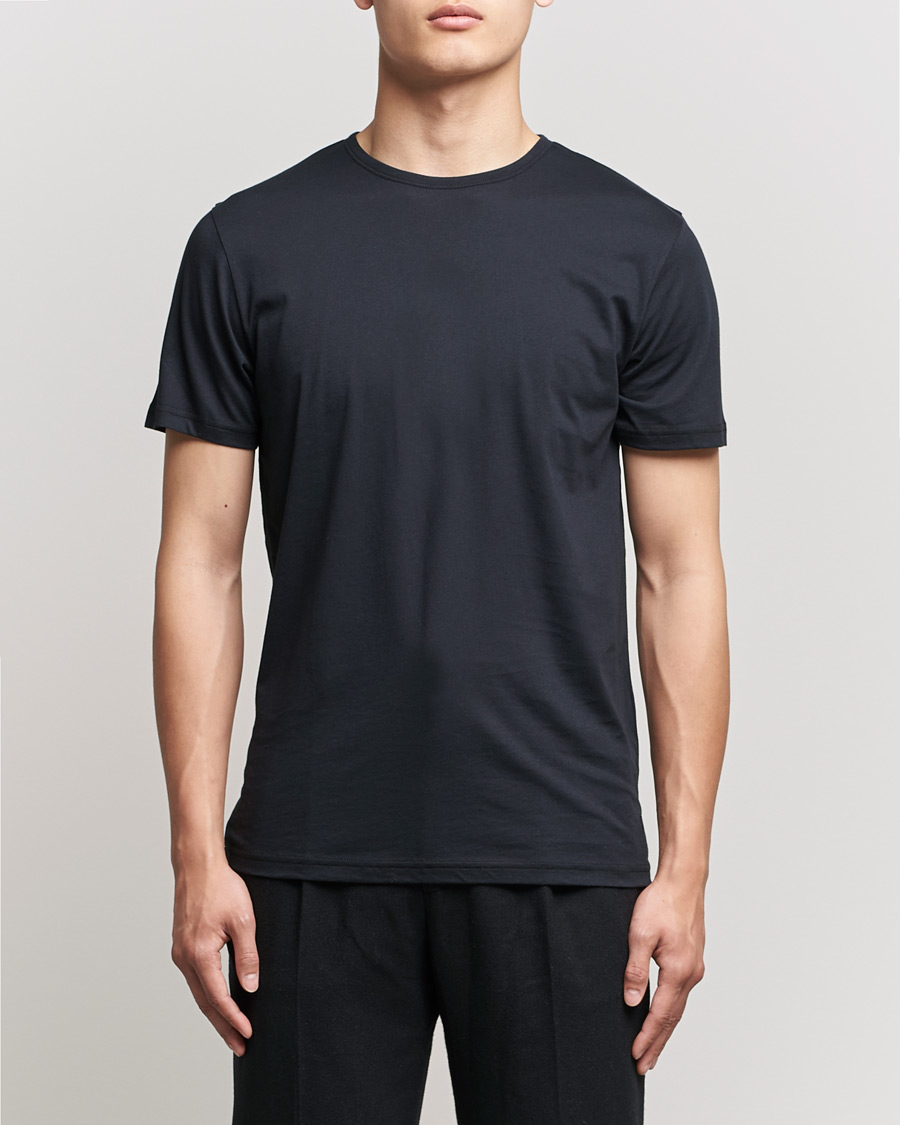Herre | T-Shirts | Stenströms | Solid Cotton T-Shirt Black