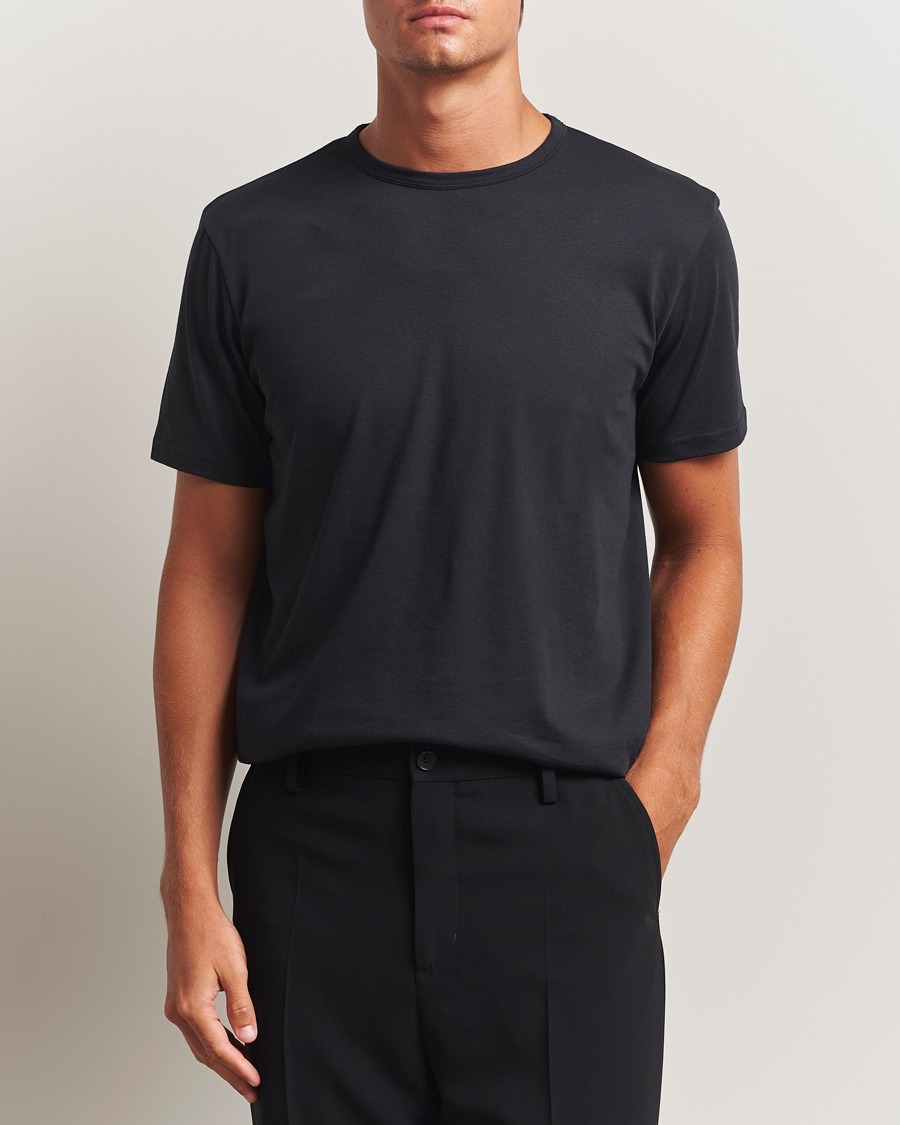 Herre | T-Shirts | Stenströms | Solid Cotton T-Shirt Black