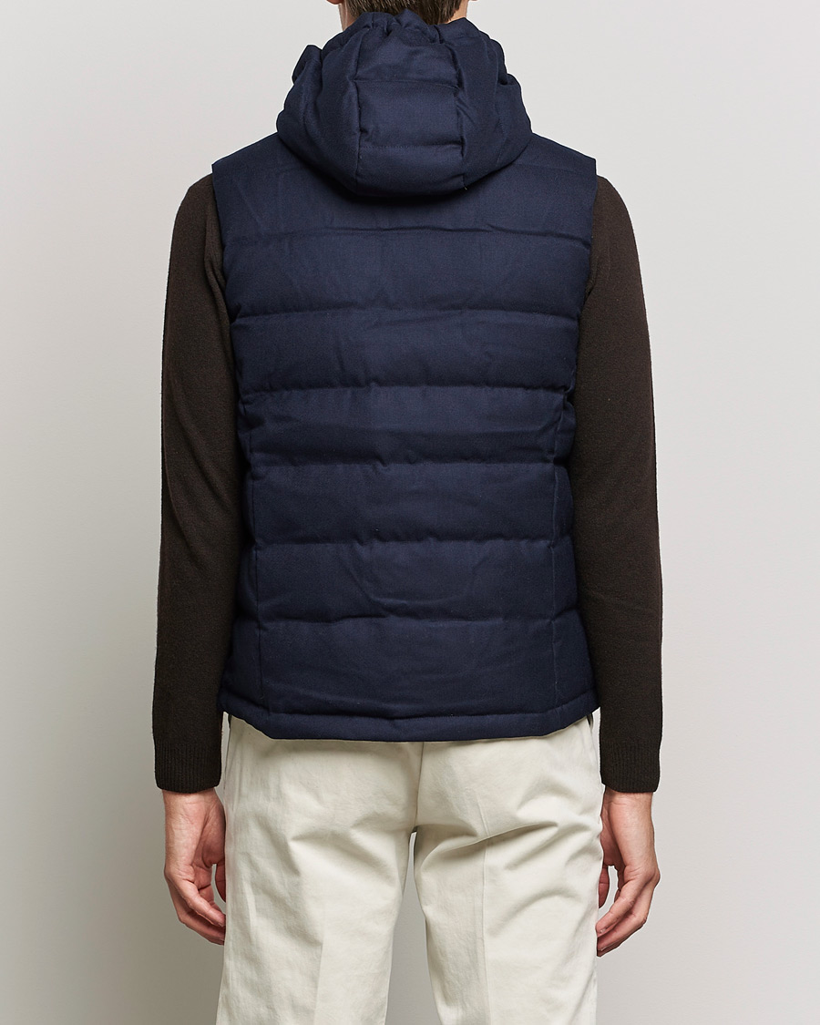Herre | Jakker | Stenströms | Hooded Flannel Vest Navy