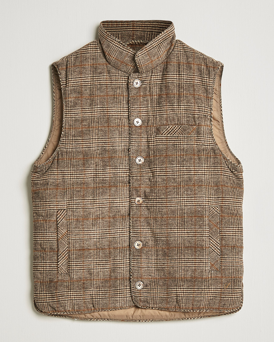 Herre | Jakker | Stenströms | Glencheck Padded Wool Vest Brown