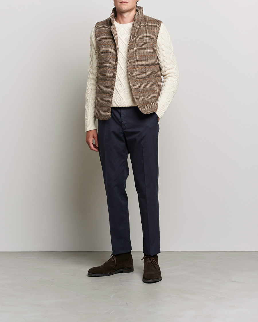 Herre | Jakker | Stenströms | Glencheck Padded Wool Vest Brown