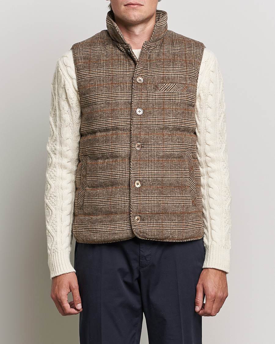 Herre | Jakker | Stenströms | Glencheck Padded Wool Vest Brown