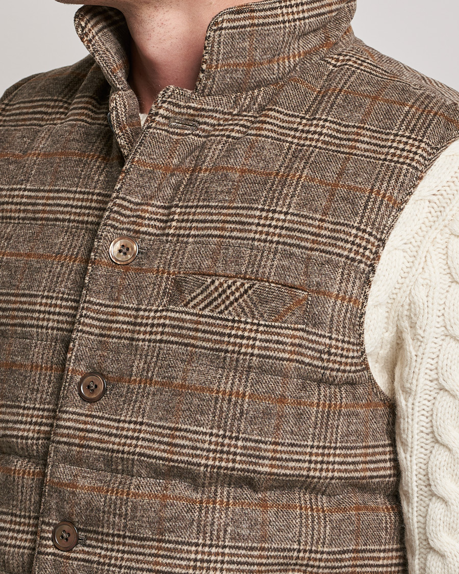 Herre | Jakker | Stenströms | Glencheck Padded Wool Vest Brown
