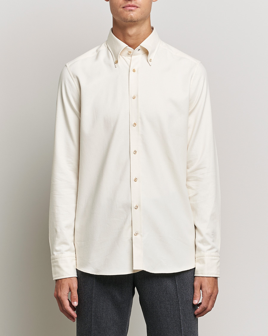 Herre | Flanellskjorter | Stenströms | Slimline Flannel Shirt Off White