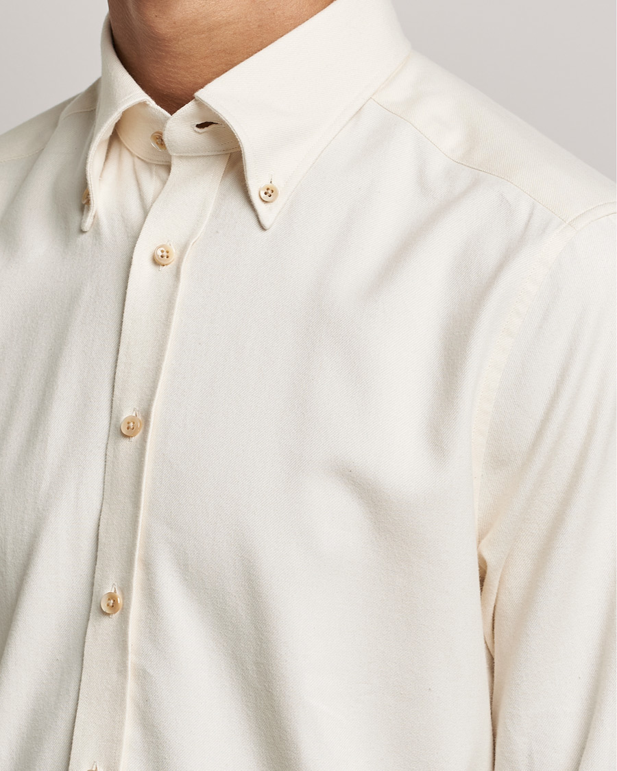 Herre | Skjorter | Stenströms | Slimline Flannel Shirt Off White