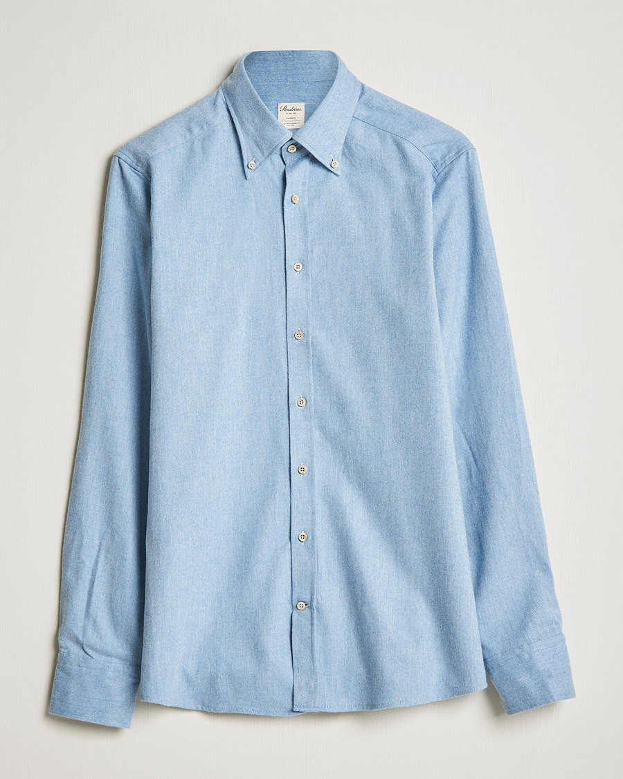 Herre | Skjorter | Stenströms | Slimline Flannel Shirt Light Blue