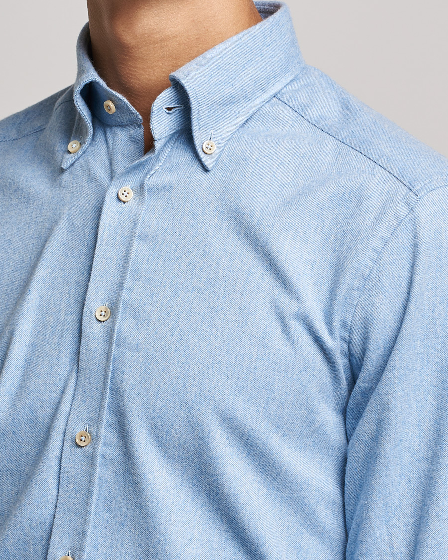 Herre | Skjorter | Stenströms | Slimline Flannel Shirt Light Blue