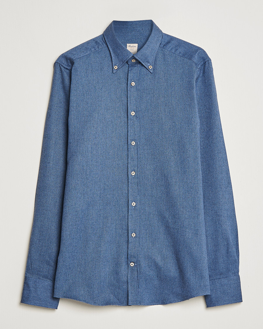 Herre | Skjorter | Stenströms | Slimline Flannel Shirt Blue