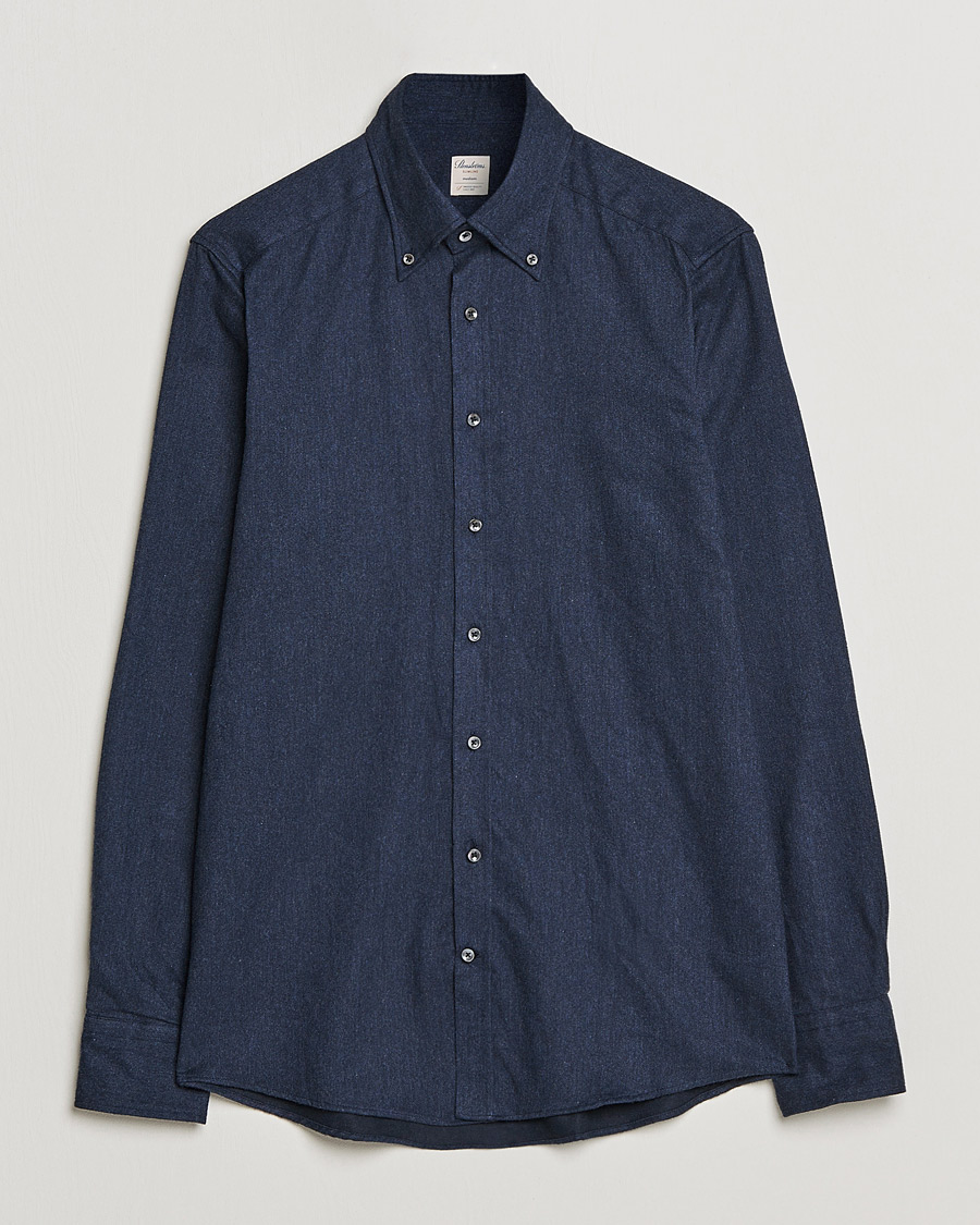 Herre | Skjorter | Stenströms | Slimline Flannel Shirt Navy
