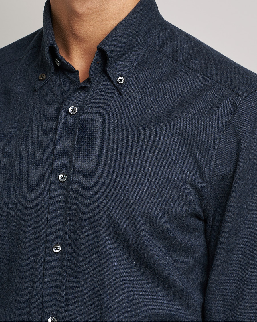 Herre | Skjorter | Stenströms | Slimline Flannel Shirt Navy