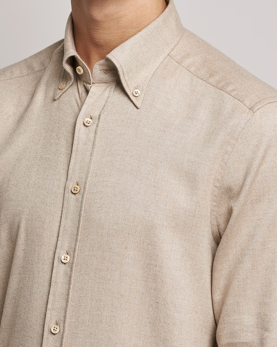 Herre | Skjorter | Stenströms | Slimline Flannel Shirt Beige