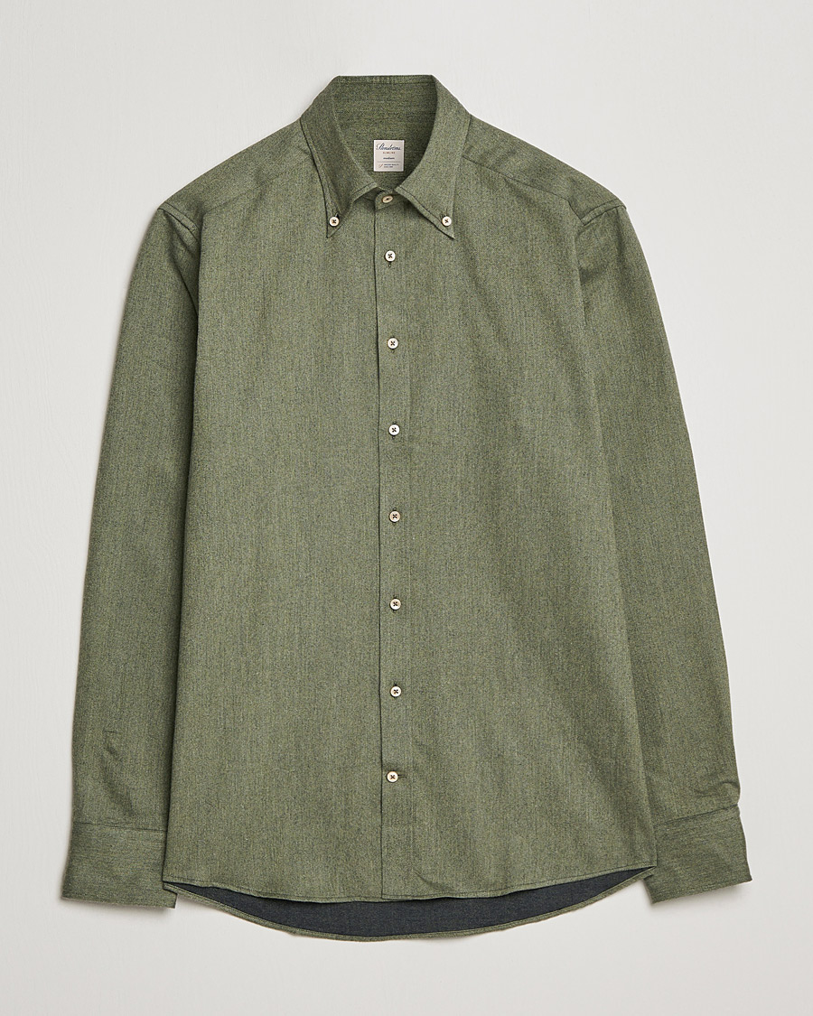 Herre | Skjorter | Stenströms | Slimline Flannel Shirt Dark Green