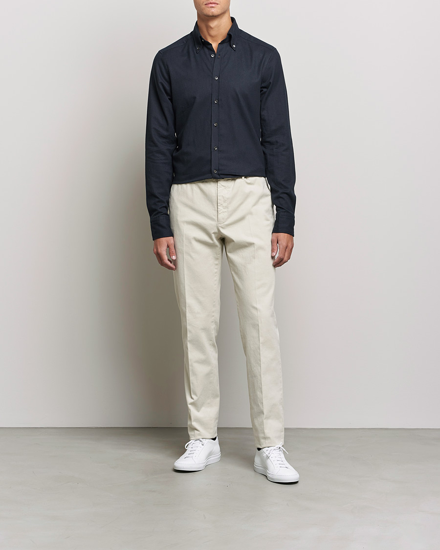 Herre | Skjorter | Stenströms | Slimline Flannel Shirt Black