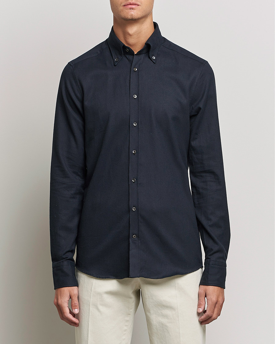 Herre | Skjorter | Stenströms | Slimline Flannel Shirt Black