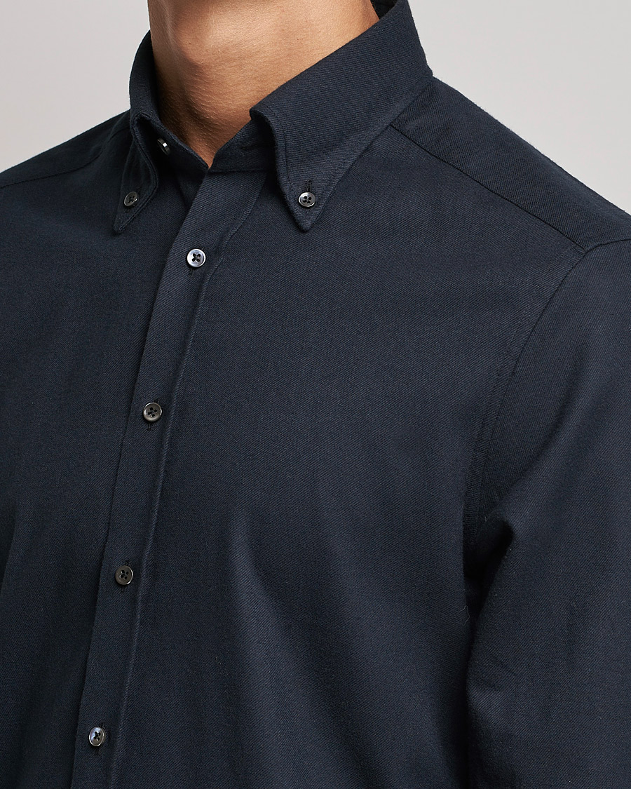 Herre | Skjorter | Stenströms | Slimline Flannel Shirt Black