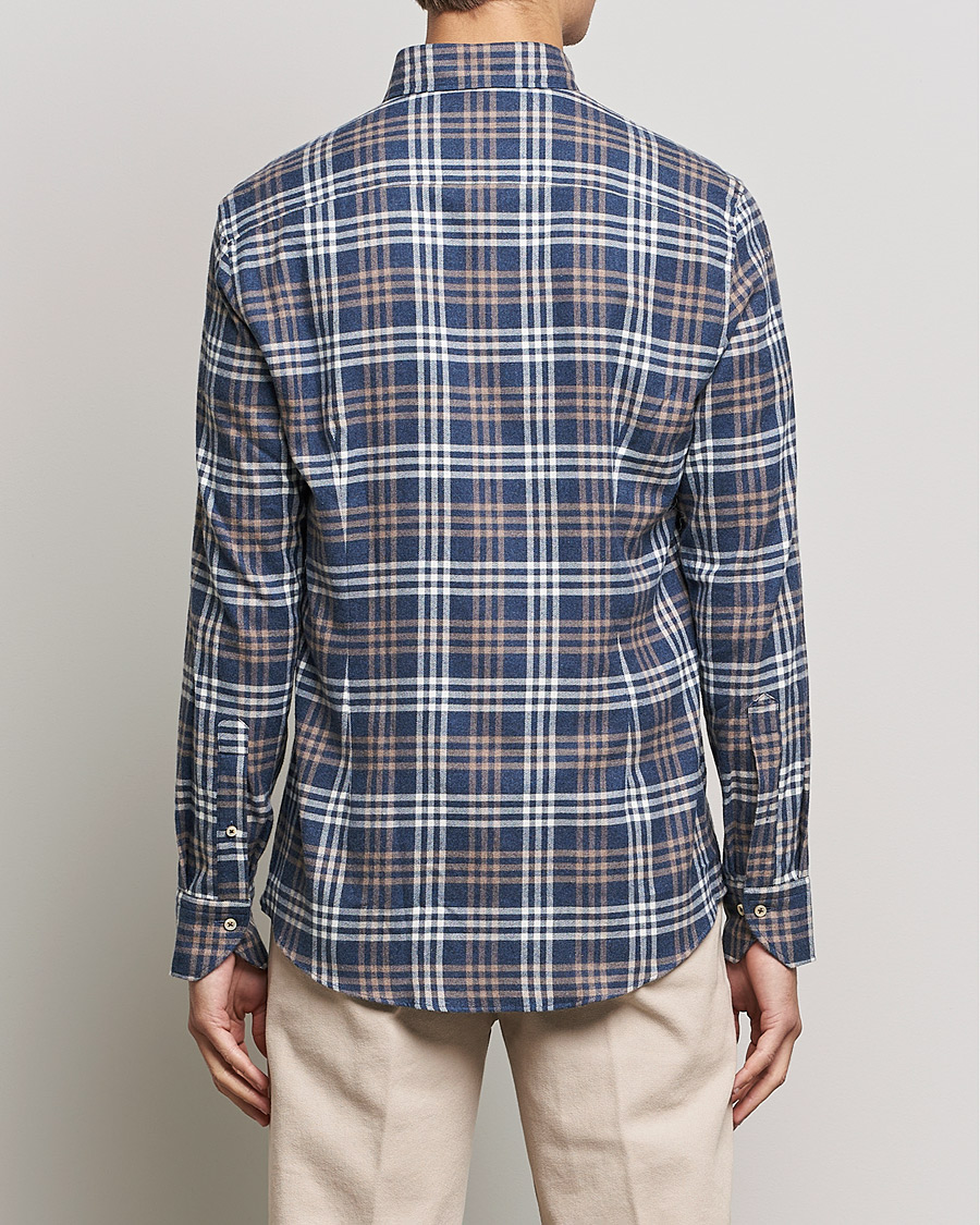 Herre | Skjorter | Stenströms | Slimline Checked Flannel Shirt Blue