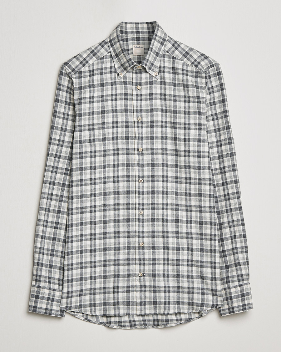 Herre | Skjorter | Stenströms | Slimline Checked Flannel Shirt Grey/White
