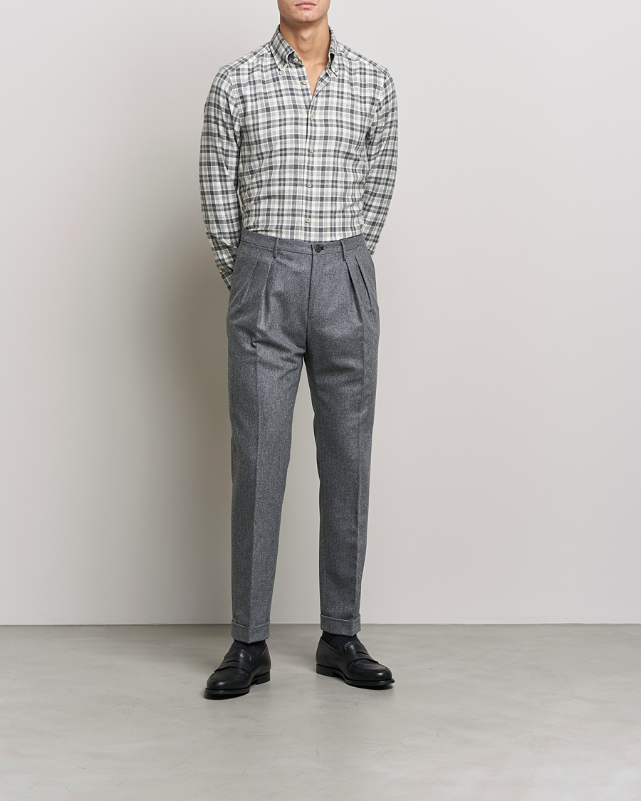 Herre |  | Stenströms | Slimline Checked Flannel Shirt Grey/White