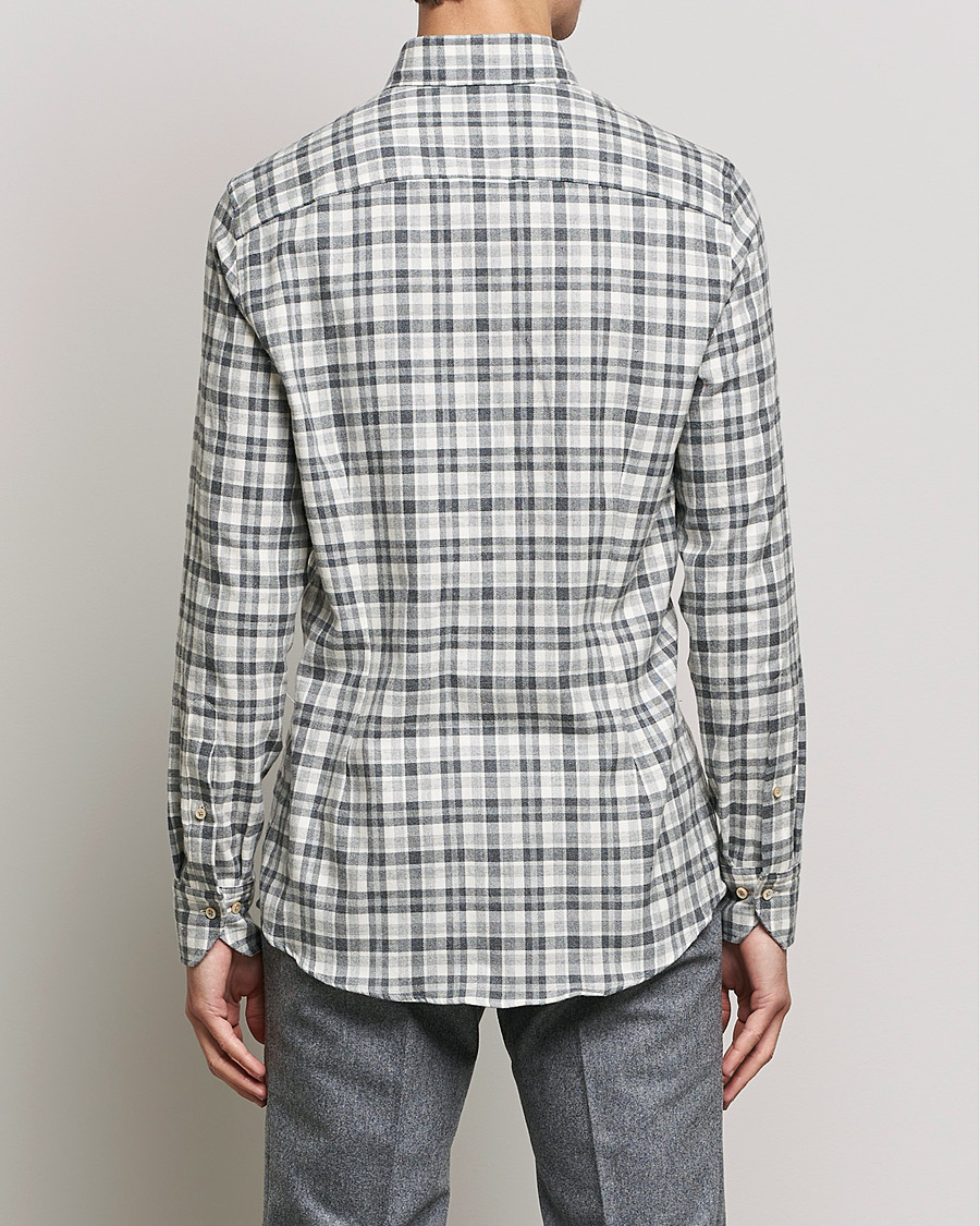Herre | Skjorter | Stenströms | Slimline Checked Flannel Shirt Grey/White