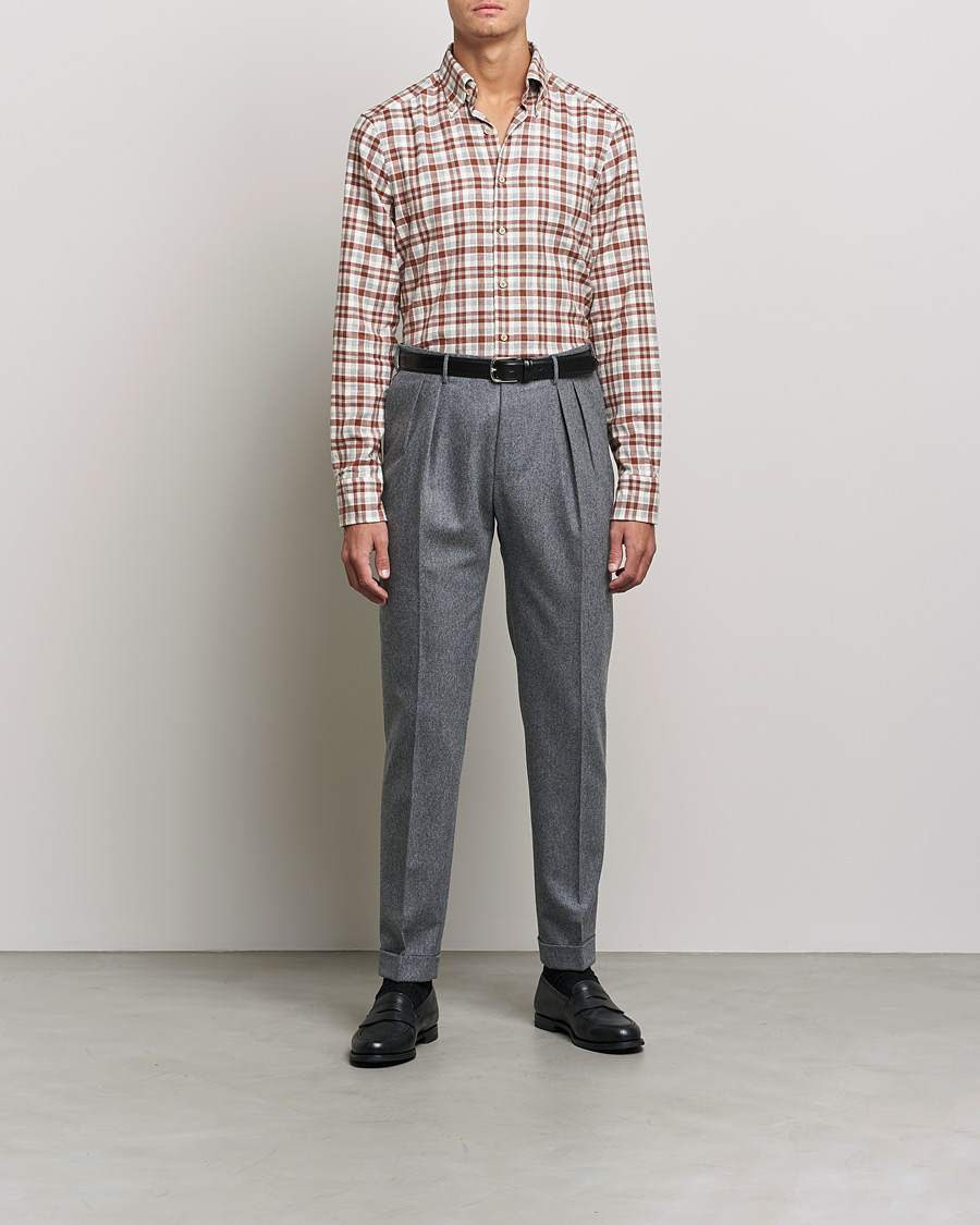 Herre | Flanellskjorter | Stenströms | Slimline Checked Flannel Shirt Red/White